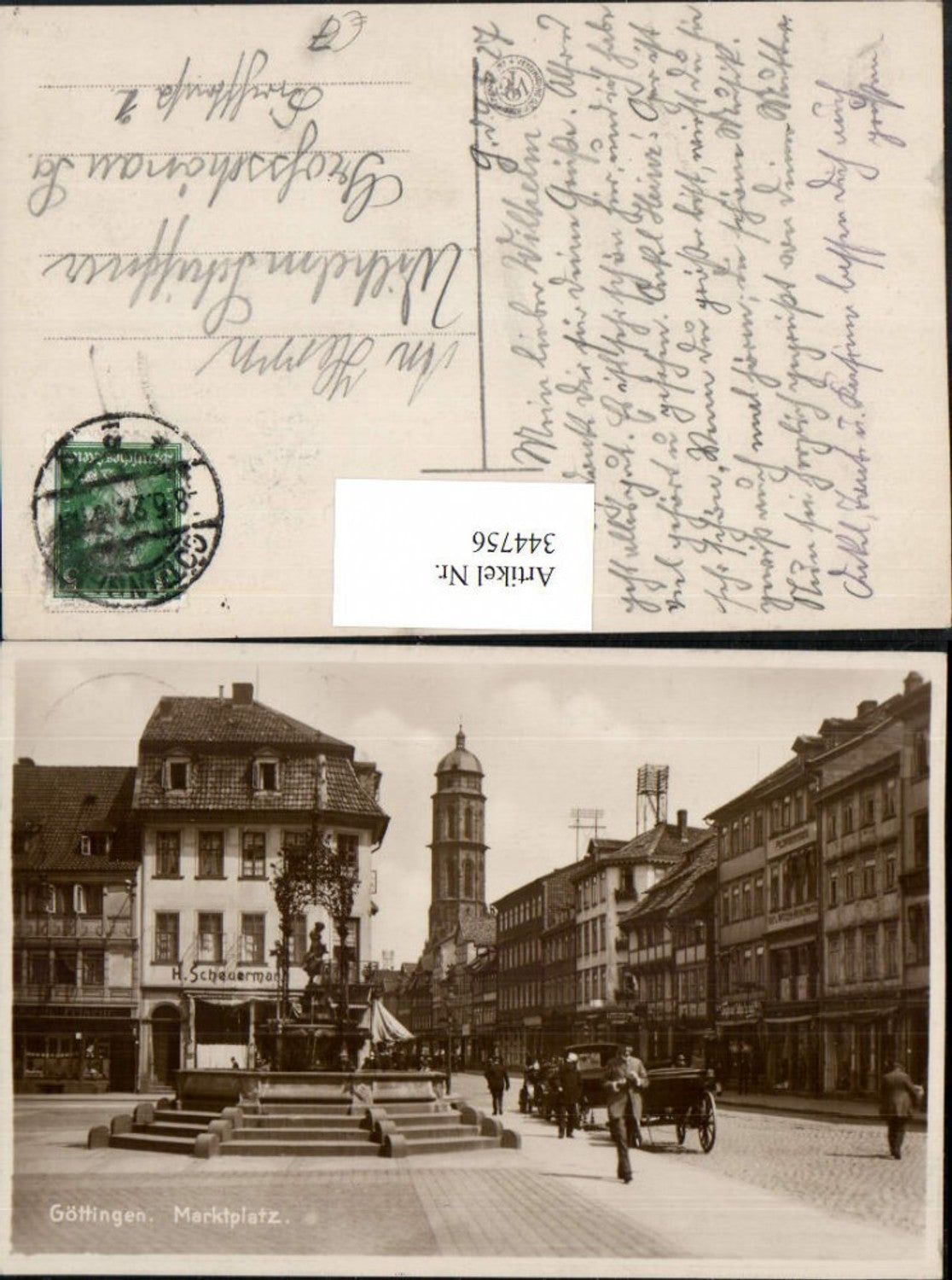 344756,Göttingen Marktplatz Straßenansicht Brunnen Turm