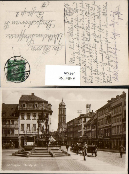 344756,Göttingen Marktplatz Straßenansicht Brunnen Turm