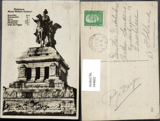 344802,Koblenz Kaiser Wilhelm-Denkmal am Deutschen Eck