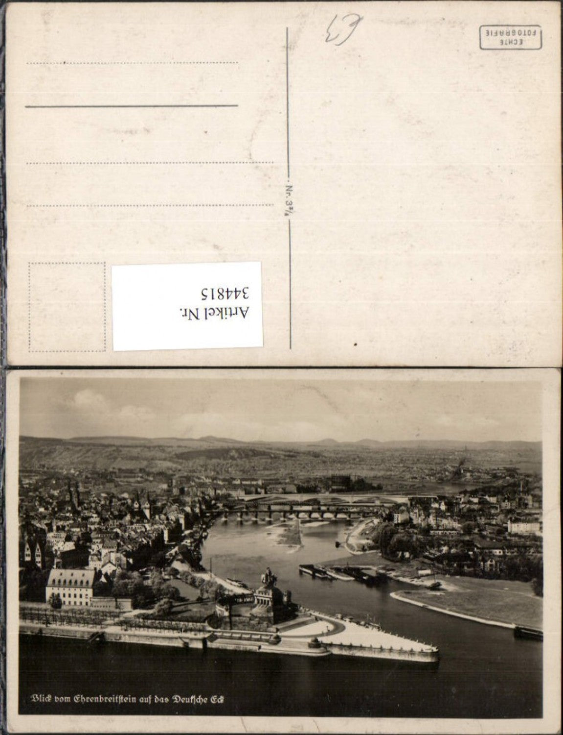 344815,Koblenz Blick vom Ehrenbreitstein auf das Deutsche Eck