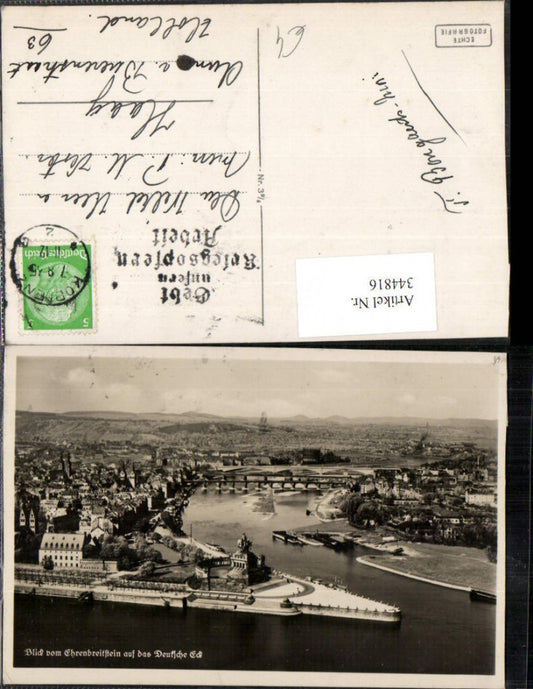 344816,Koblenz Blick vom Ehrenbreitstein auf das Deutsche Eck