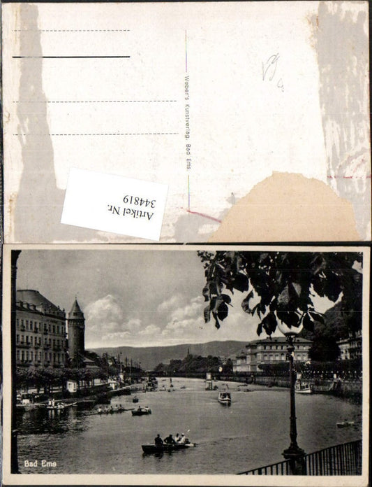 344819,Bad Ems Fluss Brücke Ruderboote