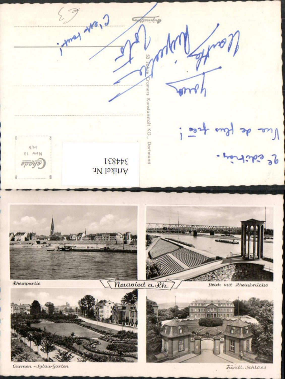 344831,Neuwied am Rhein Teilansicht Brücke Schloss Sylva-Garten Mehrbildkarte