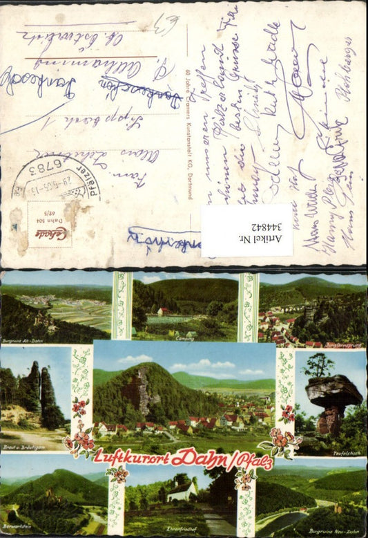 344842,Dahn Totale Burgruine Campingplatz Teufelstisch Ehrenfriedhof Mehrbildkarte