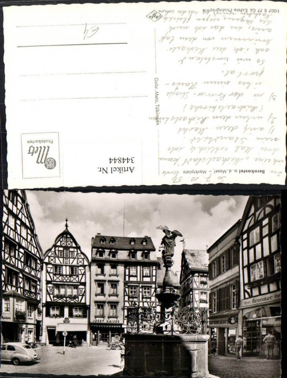 344844,Bernkastel-Kues an d. Mosel Marktplatz Brunnen Geschäfte