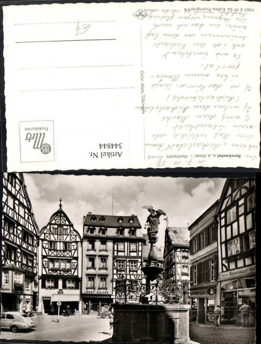 344844,Bernkastel-Kues an d. Mosel Marktplatz Brunnen Geschäfte