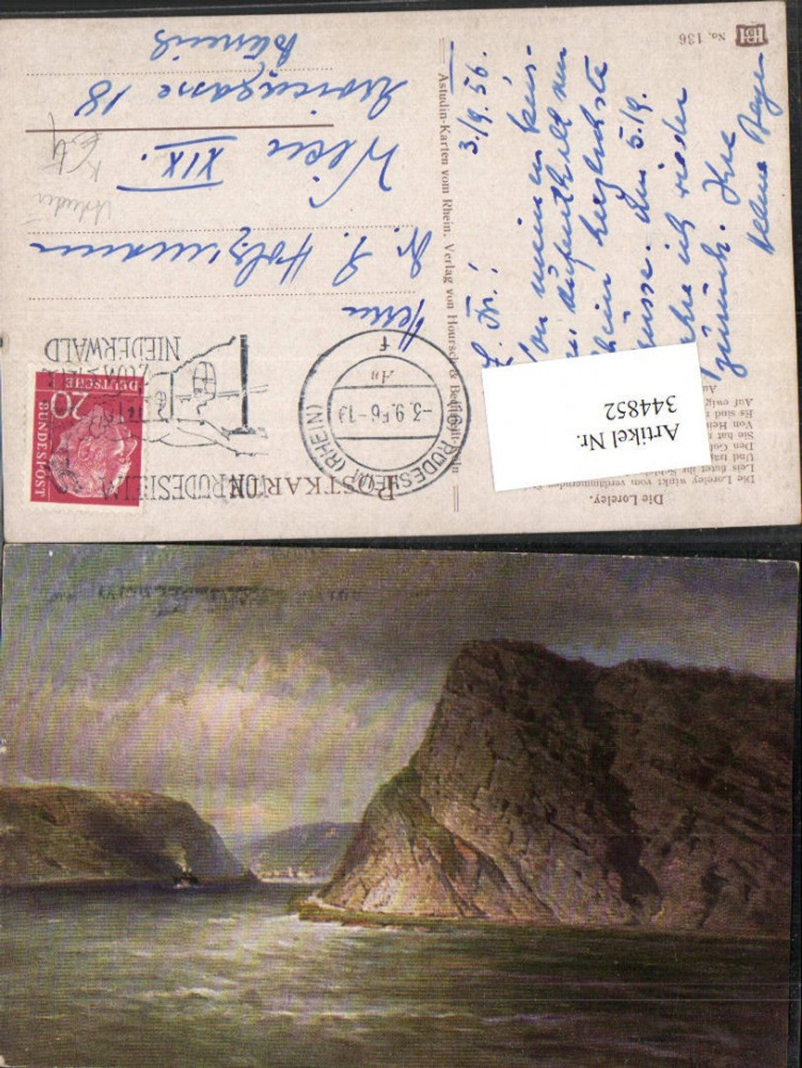 344852,Künstler AK Astudin Loreley Felsen b. St. Goarshausen