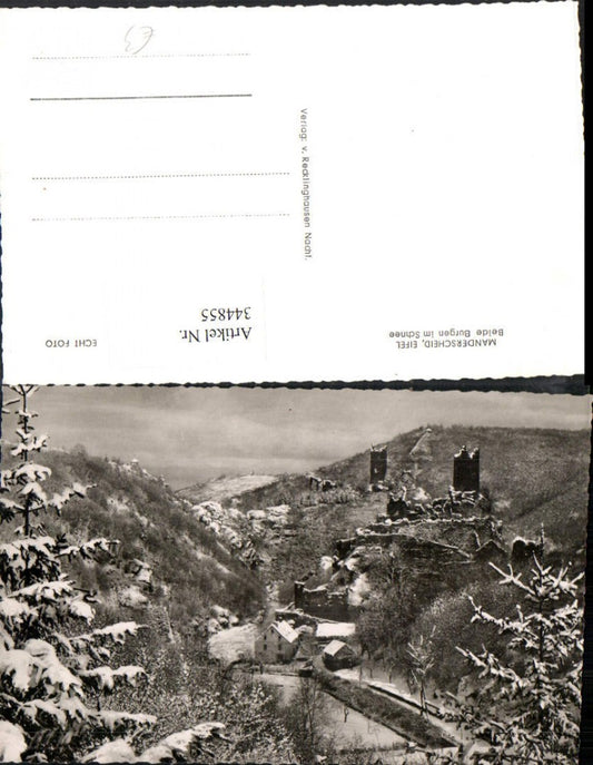 344855,Manderscheid in d. Eifel Beide Burgen Winterbild