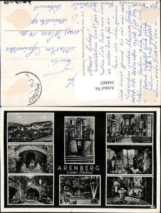 344865,Koblenz Arenberg roter Hahn Totale Kirche Innenansicht Denkmal Mehrbildkarte