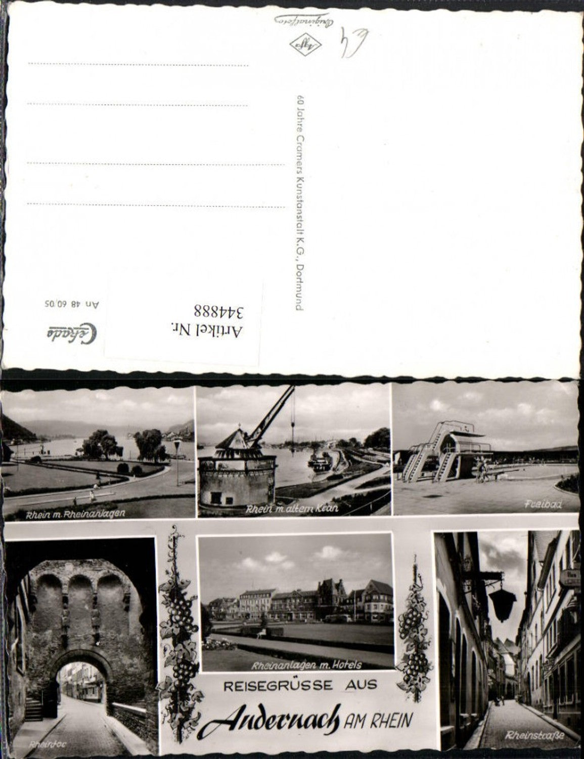 344888,Andernach am Rhein Rheinanlagen Kran Freibad Rheintor Rheinstraße Mehrbildkarte