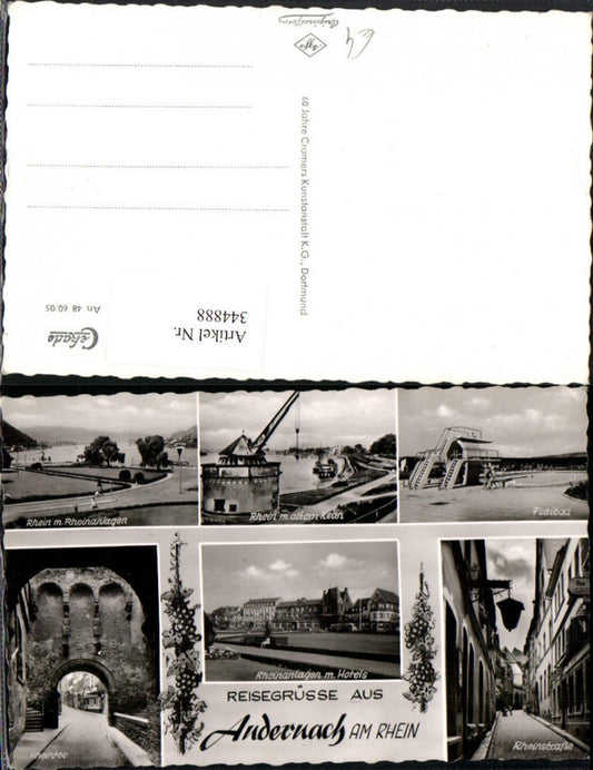344888,Andernach am Rhein Rheinanlagen Kran Freibad Rheintor Rheinstraße Mehrbildkarte
