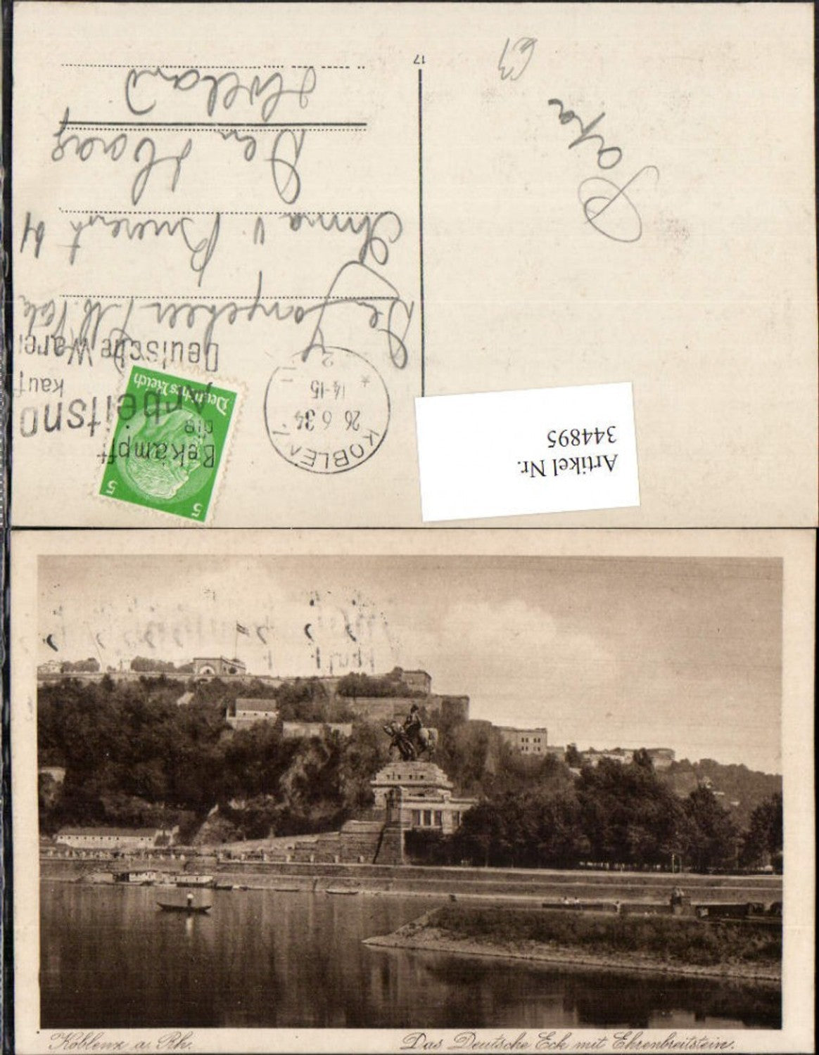 344895,Koblenz am Rhein Das Deutsche Eck m. Festung Ehrenbreitstein