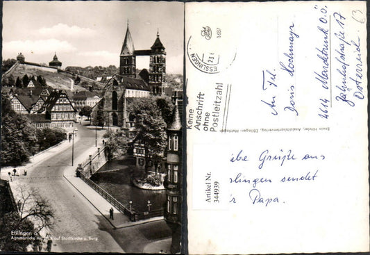 344939, Esslingen am Neckar Agnes Bridge Bridge with City Church and Castle
