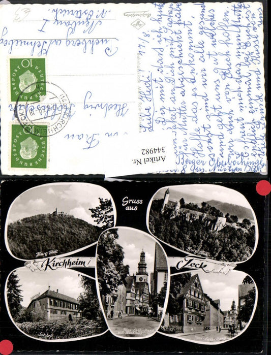 344982, Greetings from Kirchheim unter Teck, Castle, Max-Eyth-Haus, Town Hall, multi-view postcard