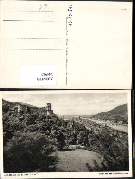 344985, Heidelberg View from the Scheffel Terrace to the Castle