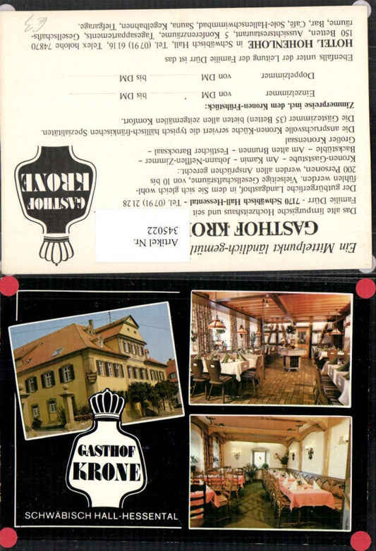 345022, Schwäbisch Hall Gasthof Krone Multi-image postcard