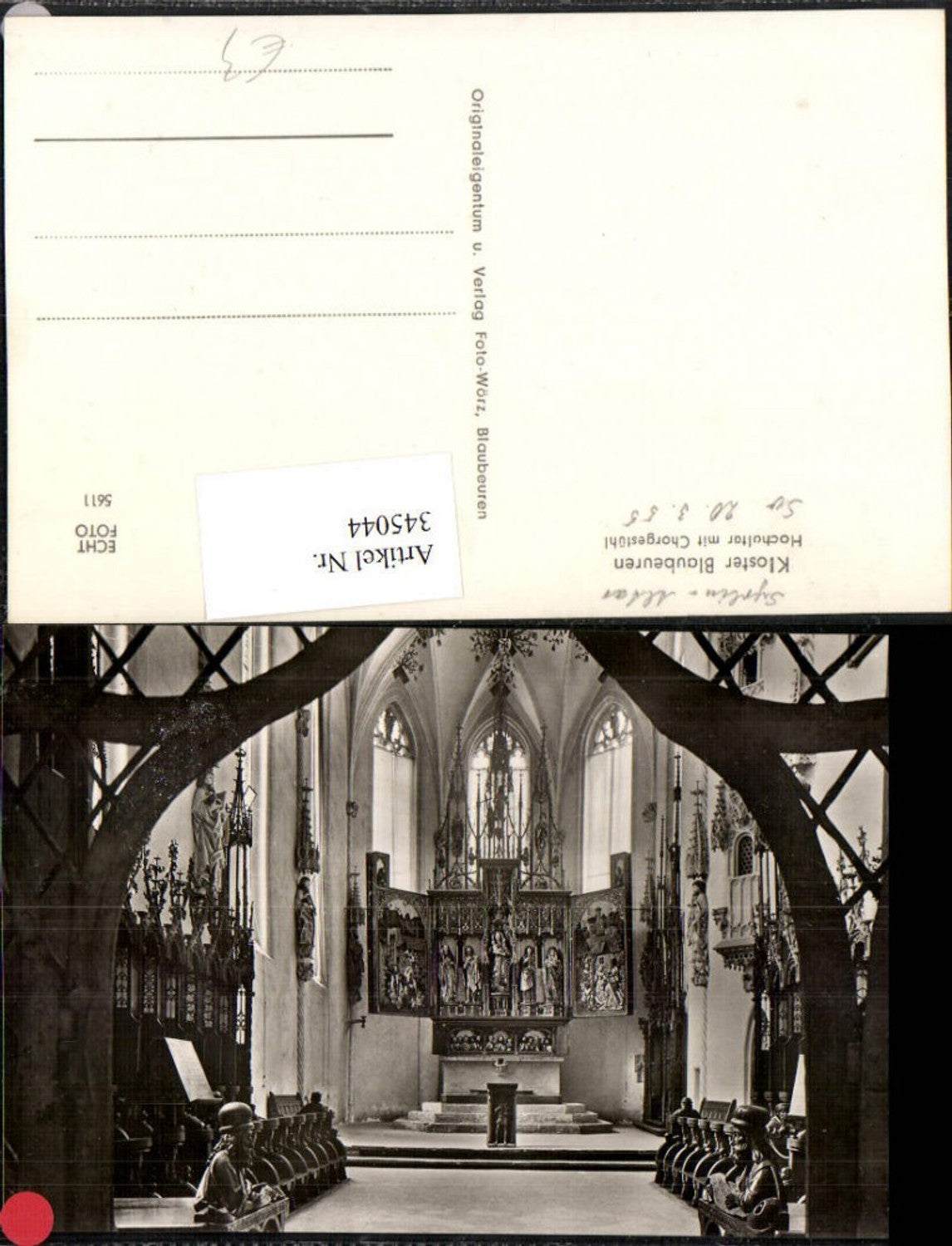 345044,Kloster Blaubeuren Innenansicht Hochaltar m. Chorgestühl