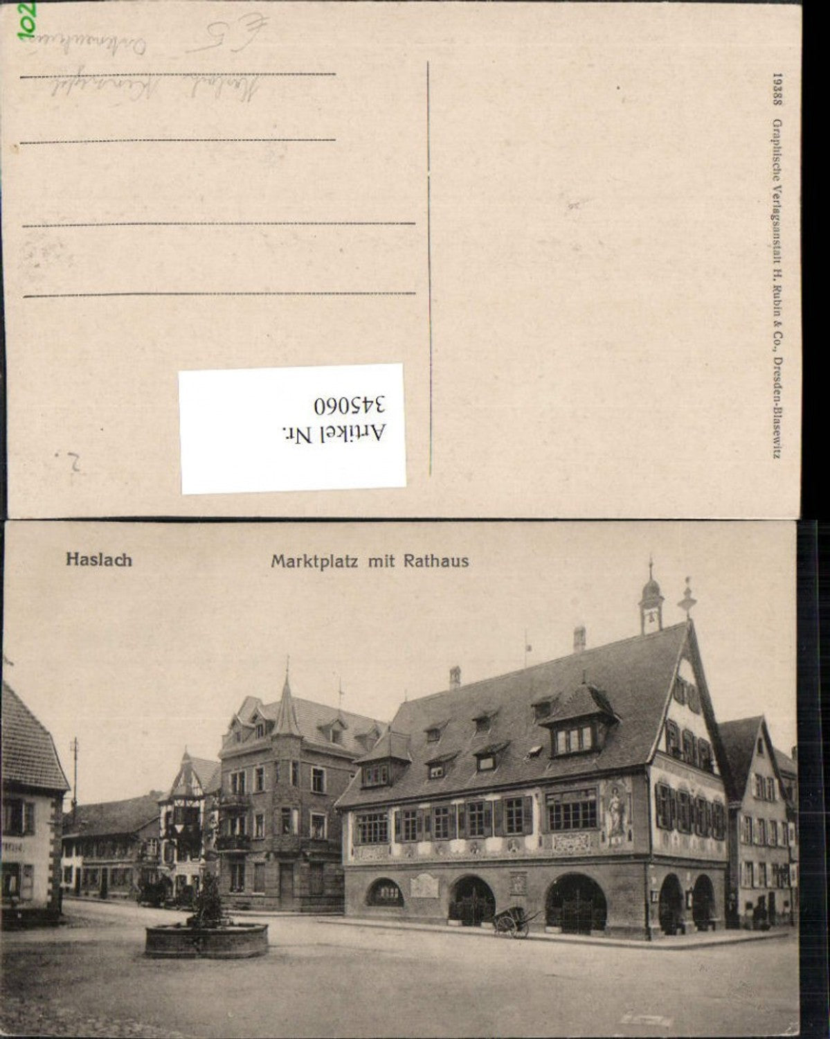 345060,Haslach im Kinzigtal Marktplatz m. Rathaus u. Brunnen