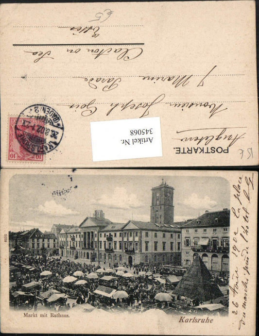 345068, Karlsruhe Market Square with Town Hall