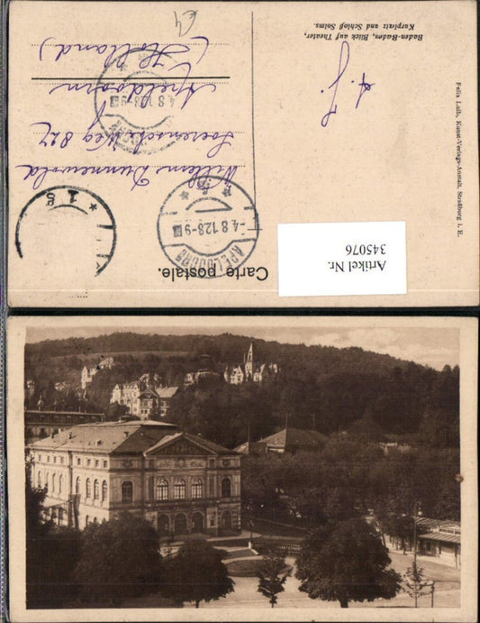 345076, Baden-Baden View of the theater, Kurplatz and Solms Castle