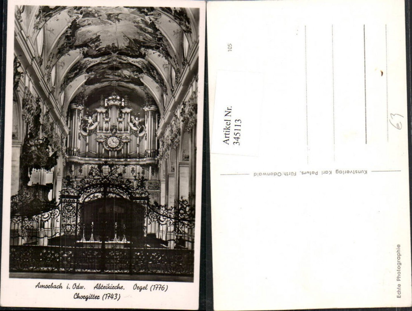 345113,Amorbach Abteikirche Kirche Innenansicht Orgel Chorgitter