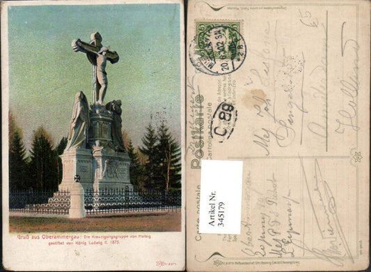 345179,Gruß aus Oberammergau Kreuzigungsgruppe von Halbig