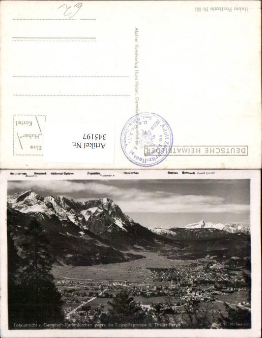 345197,Garmisch-Partenkirchen Totale geg. Zugspitze u. Tiroler Berge Bergkulisse