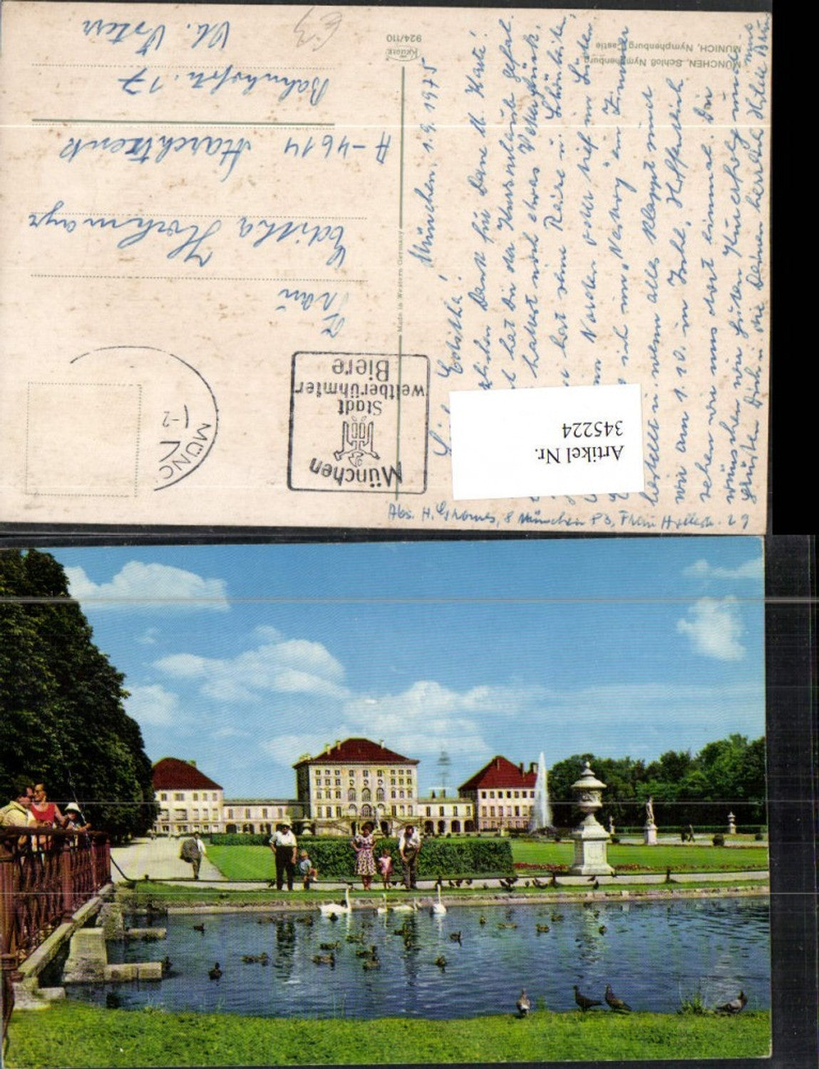 345224,München Schloss Nymphenburg Teich Brücke