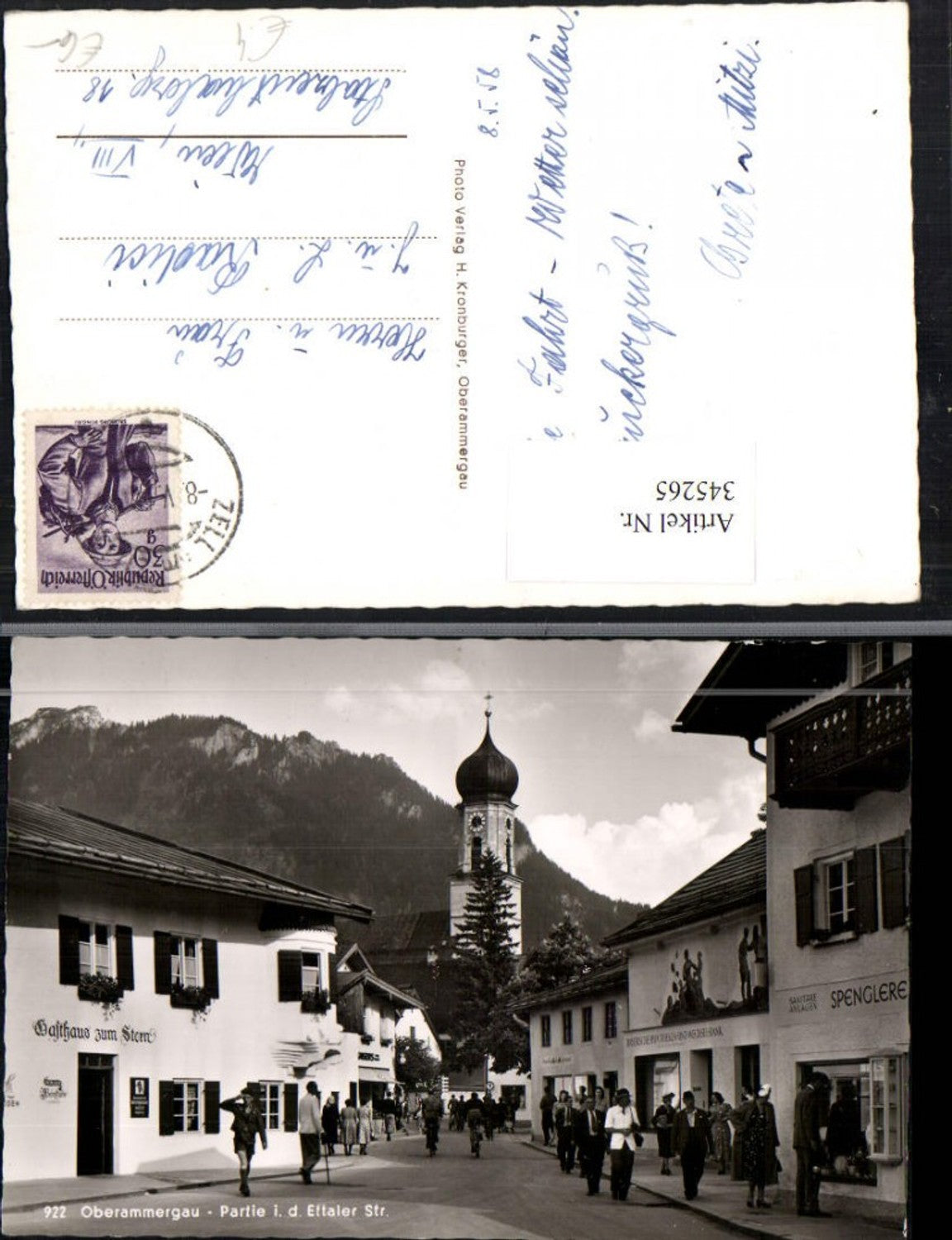 345265,Oberammergau Partie in d. Ettaler-Straße Straßenansicht Gasthaus zum Stern