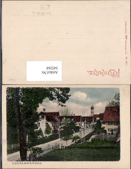 345268,Handkoloriert Oberammergau Teilansicht Straße