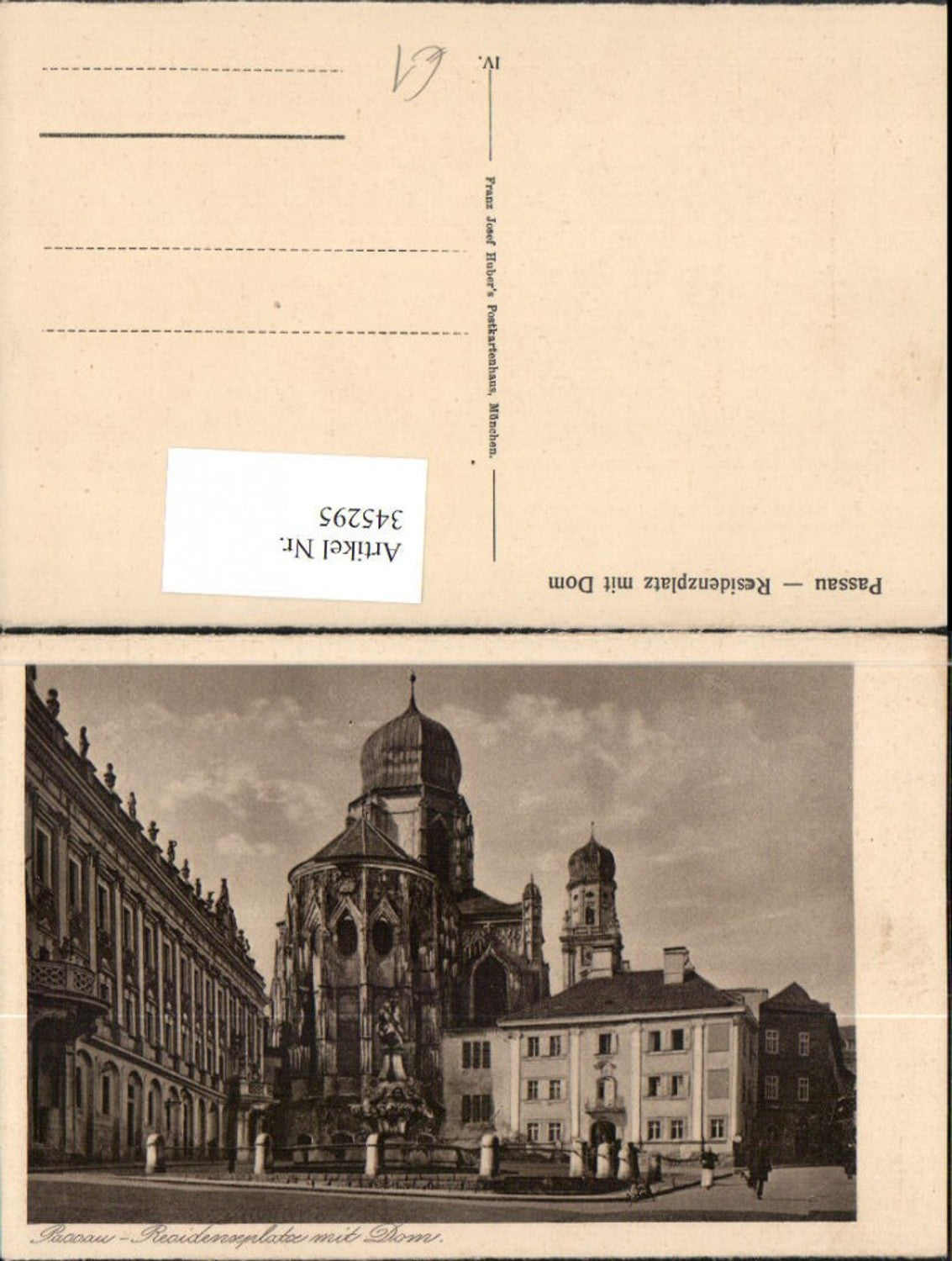 345295,Passau Residenzplatz m. Dom Kirche Brunnen