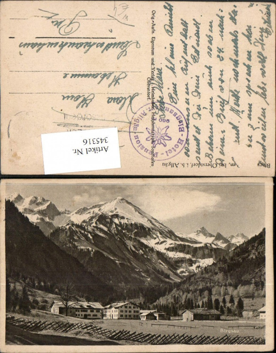 345316,Hotel Pension Birgsau b. Oberstdorf im Allgäu Bergkulisse