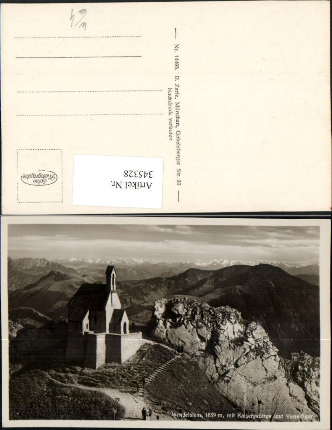 345328,Wendelstein Kirche b. Bayrischzell m. Kaisergebirge Bergkulisse