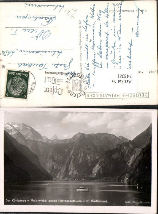 345381,Königssee See b. Schönau geg. Funtenseetauern u. St. Bartholomä Bergkulisse