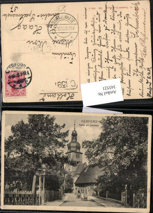 345521,Herford Partie am Deichtor Straßenansicht Kirche pub Trenkler & Co