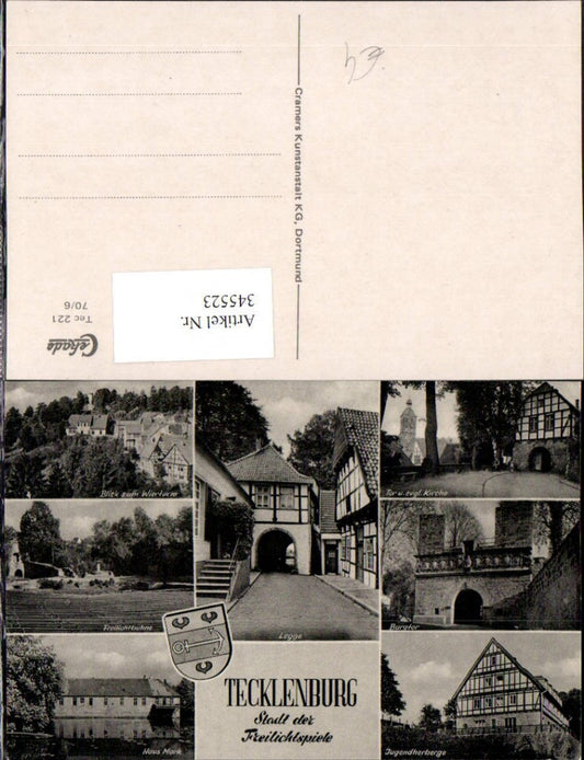 345523,Tecklenburg Freilichtbühne Haus Mark Burgtor Kirche Legge Mehrbildkarte