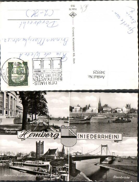 345525,Duisburg Homberg Hebeturm Schulschiff Rheinbrücke Brücke Mehrbildkarte