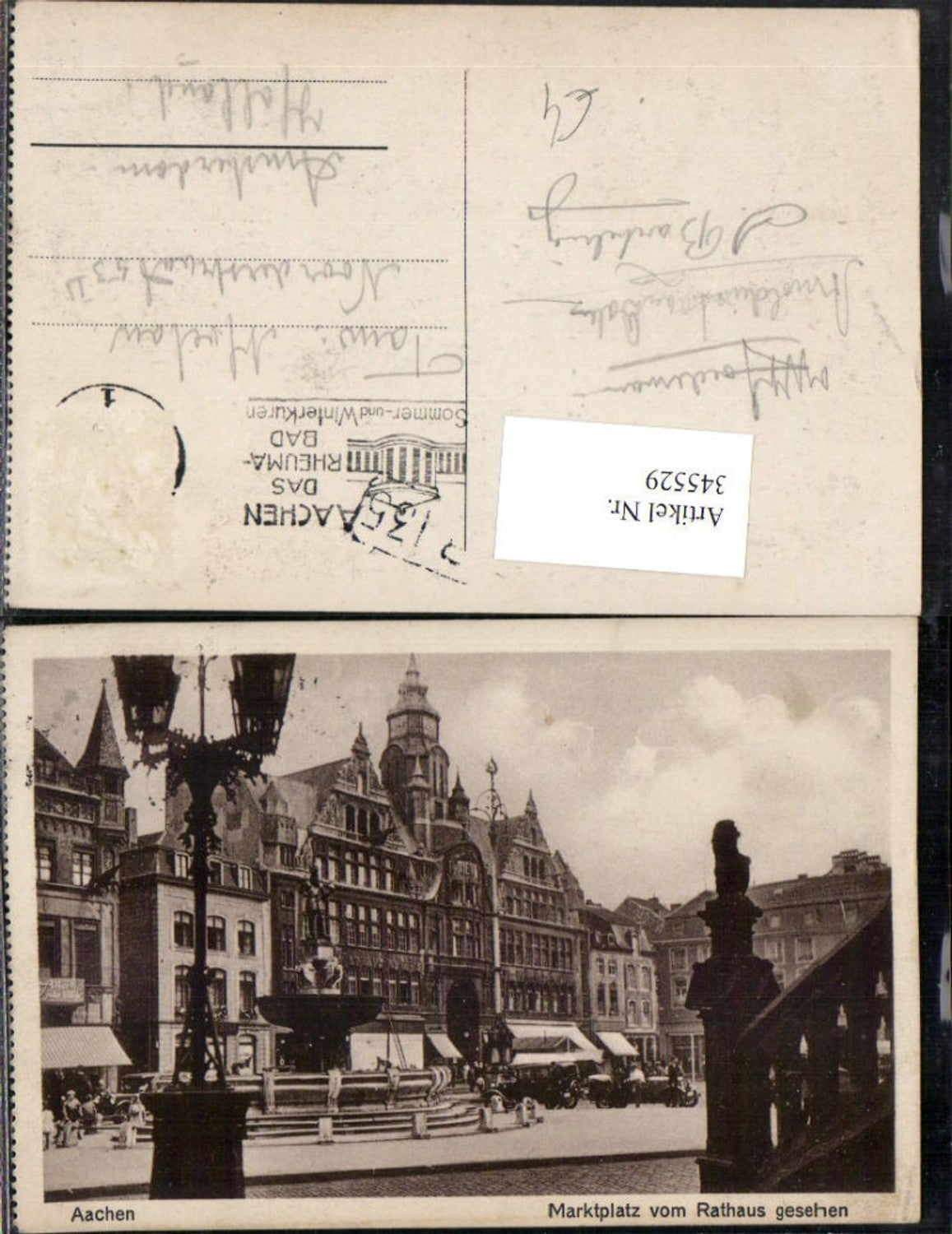 345529,Aachen Marktplatz Brunnen vom Rathaus