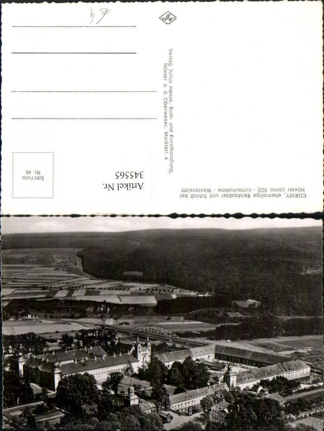 345565,Corvey Abtei u. Schloss b. Höxter Fliegeraufnahme