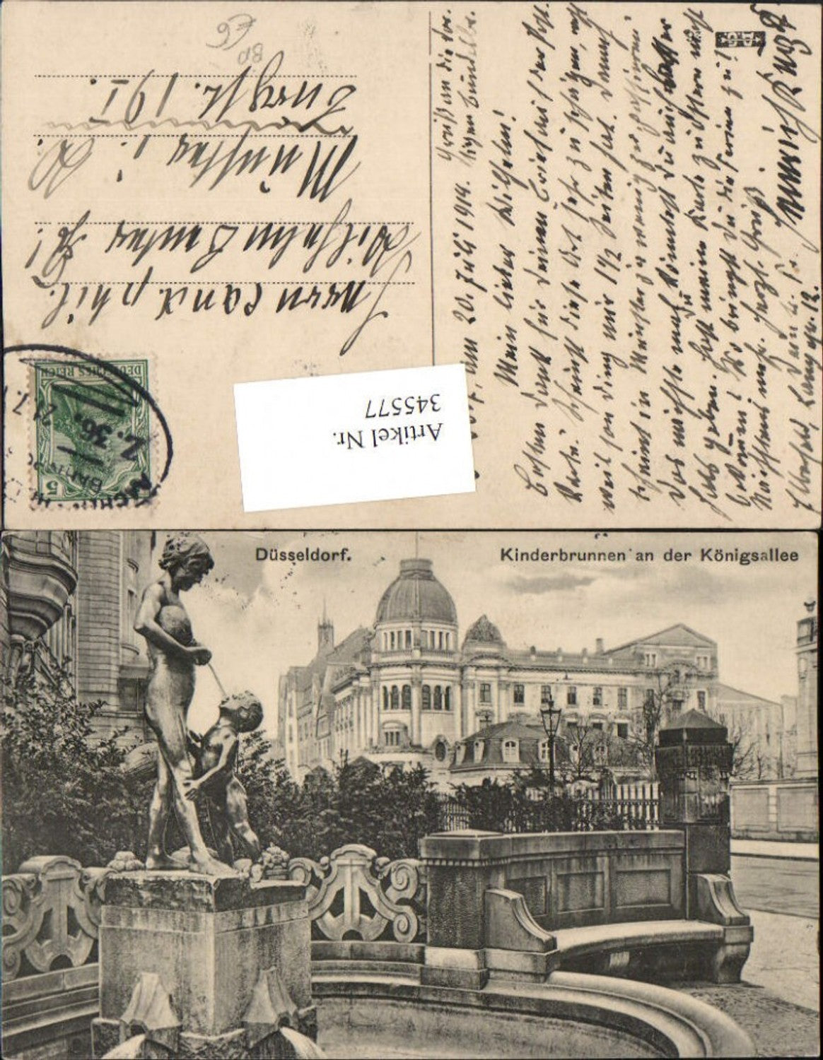 345577,Düsseldorf Kinderbrunnen an d. Königsallee Bahnpost Zug 36