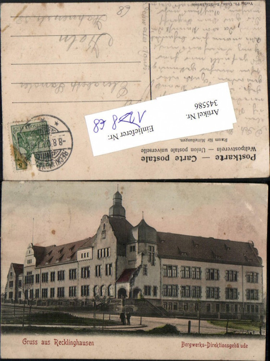 345586,Gruß aus Recklinghausen Bergwerks-Direktionsgebäude