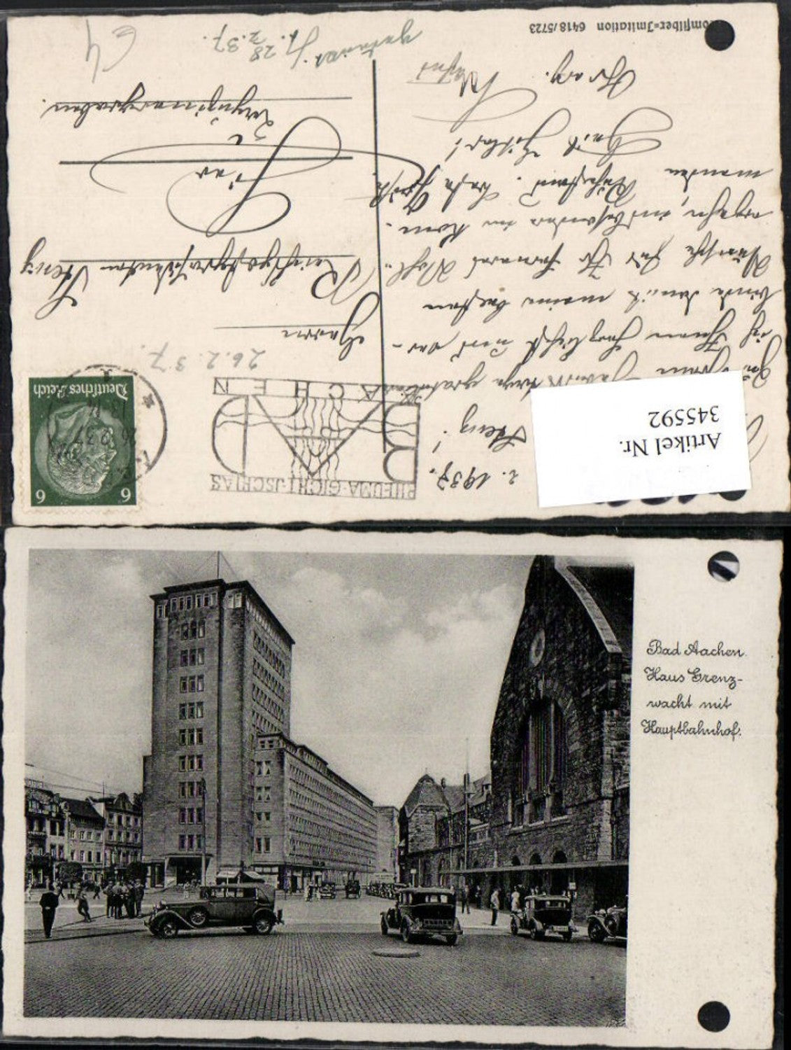 345592,Bad Aachen Haus Grenzwacht m. Hauptbahnhof Automobile