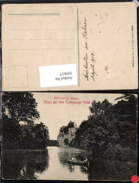 345617,Gruß aus dem Teutoburger Wald Externsteine b. Horn-Bad Meinberg Ruderboot