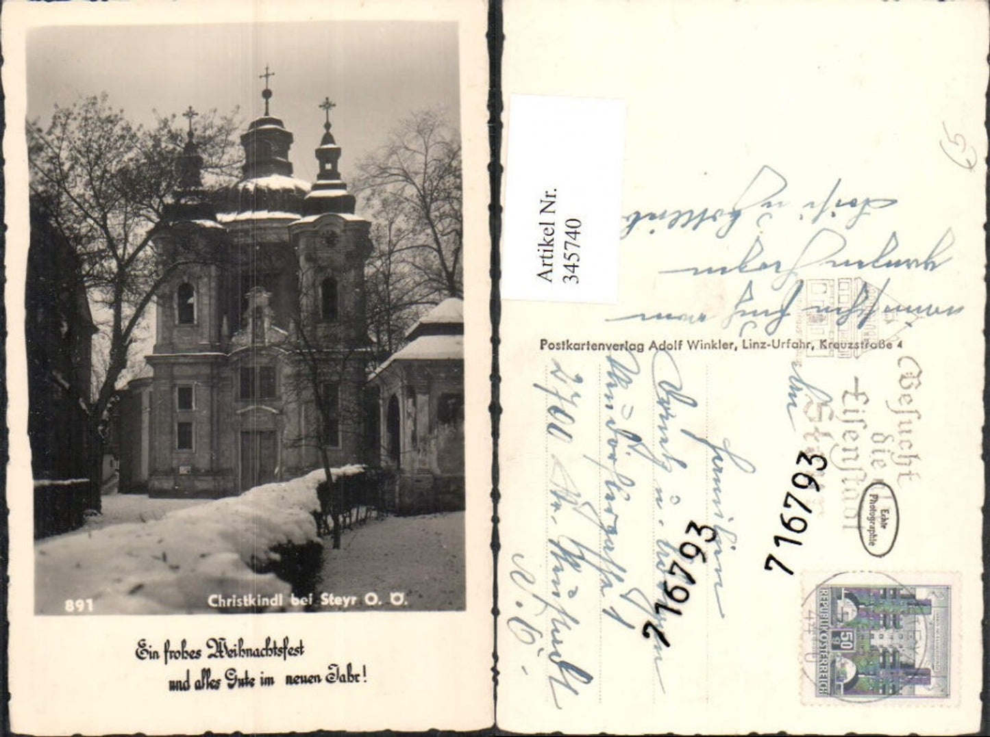 345740,Steyr Christkindl Kirche Winterbild