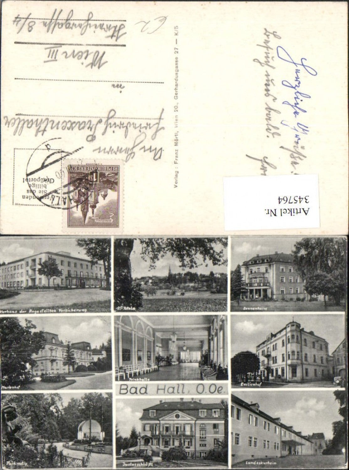 345764,Bad Hall Totale Kurhaus Marienhof Justusschlössl Parkmotiv Mehrbildkarte