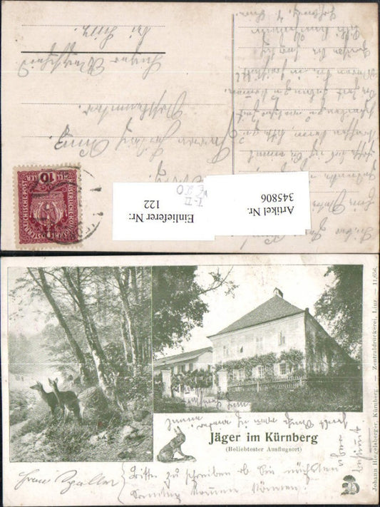 345806,Kürnberg b. Linz Gasthaus Jäger Rehe Mehrbildkarte