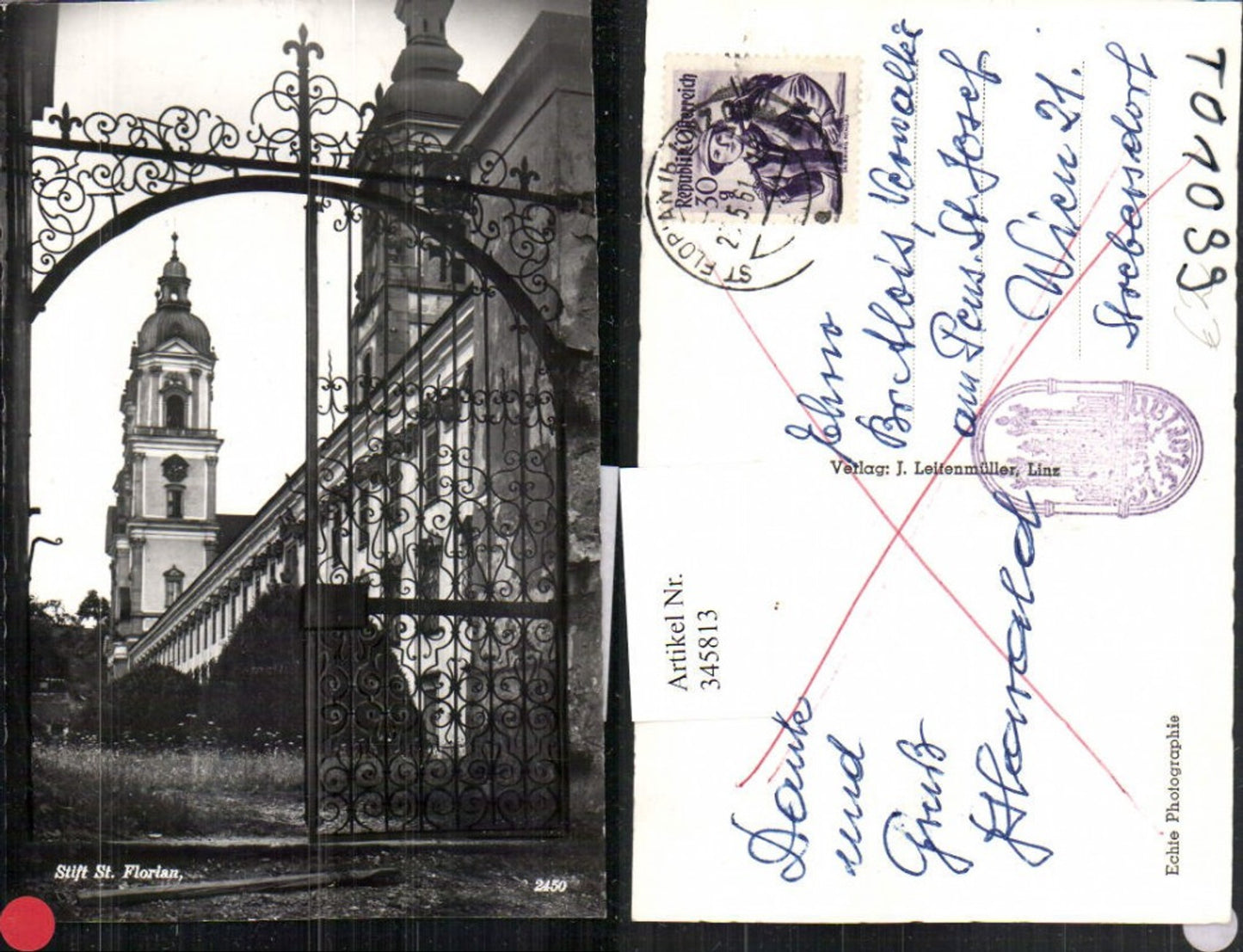 345813,Stift St. Florian Gittertor Tor Kirchenturm