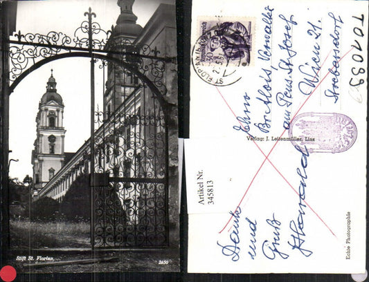 345813,Stift St. Florian Gittertor Tor Kirchenturm