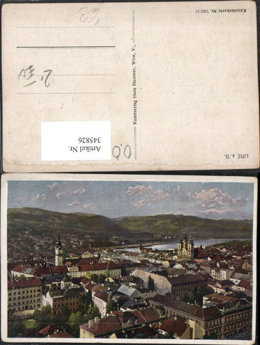 345826,Künstler AK Linz an d. Donau Totale pub Hans Hausner 7007/17