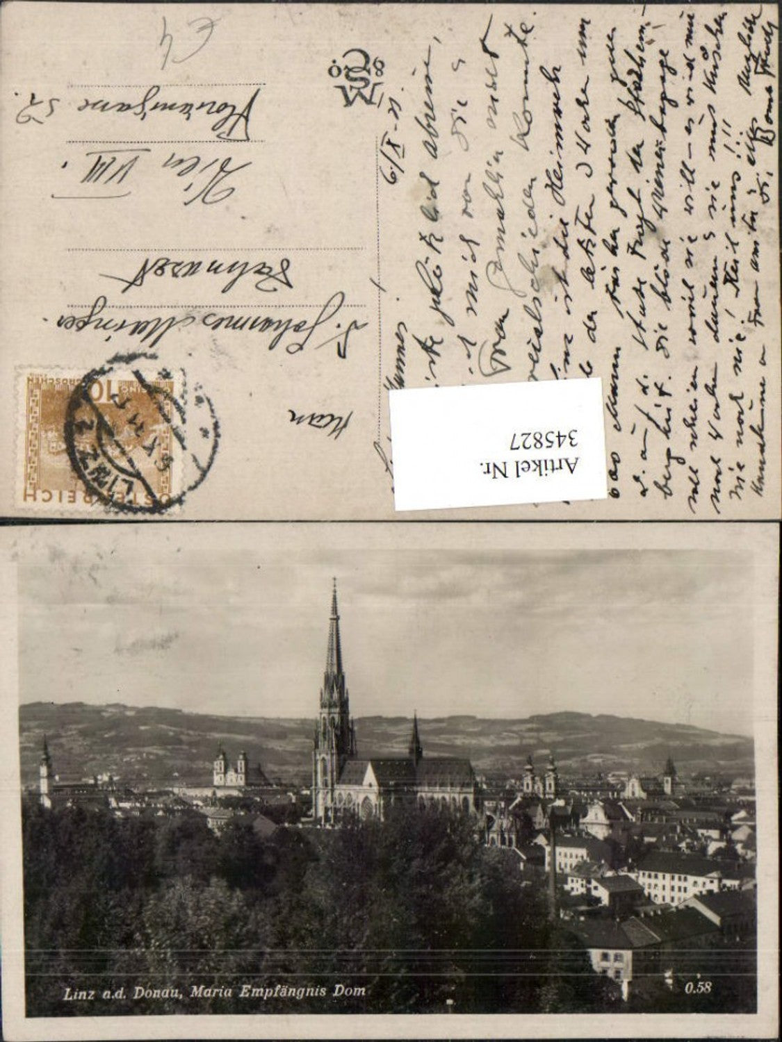 345827,Linz an d. Donau Teilansicht m. Maria Empfängnis Dom Kirche